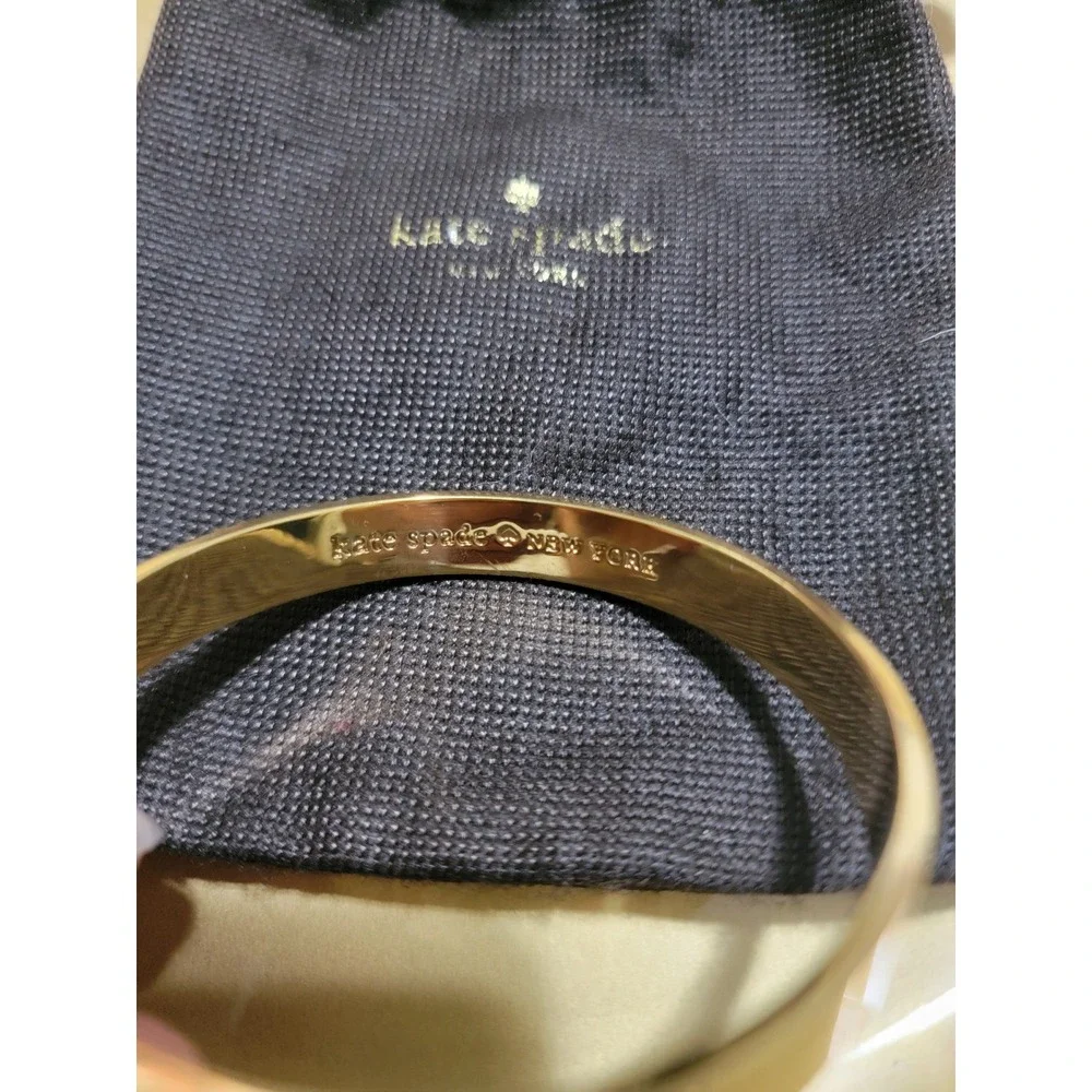 Kate Spade New‎ Yk Heritage Spade Bangle Bracelet Gold Blue Enamel Logo Dust Bag